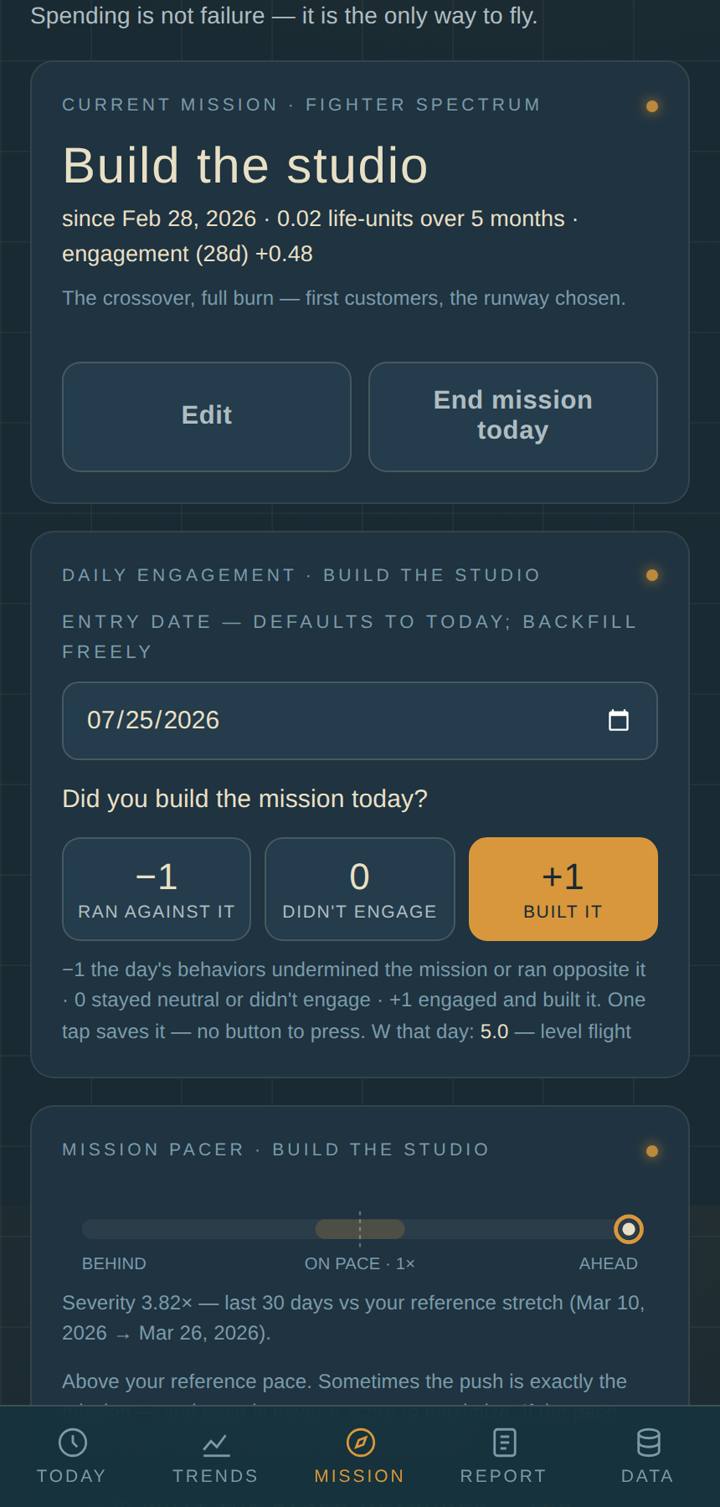 The Mission tab