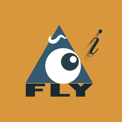 𝑖FLY icon — the FOREsight eye watching the 𝑖 fly up and right over a bold FLY